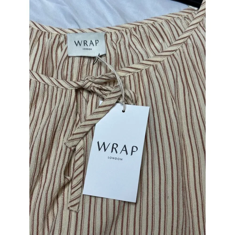 Wrap London Striped Tie Neck Blouse SZ 10 - Picture 3 of 5